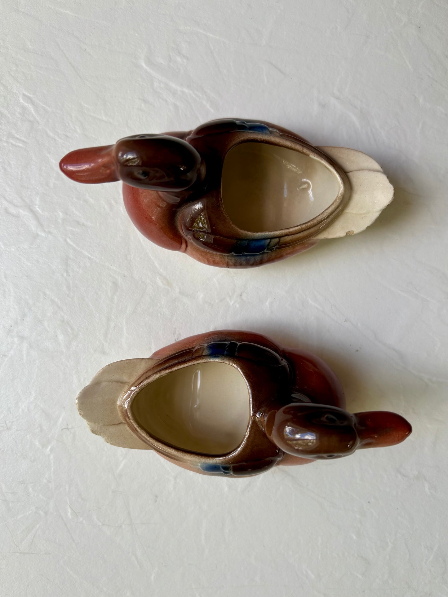 Tiny Ceramic Duck Planter Pair