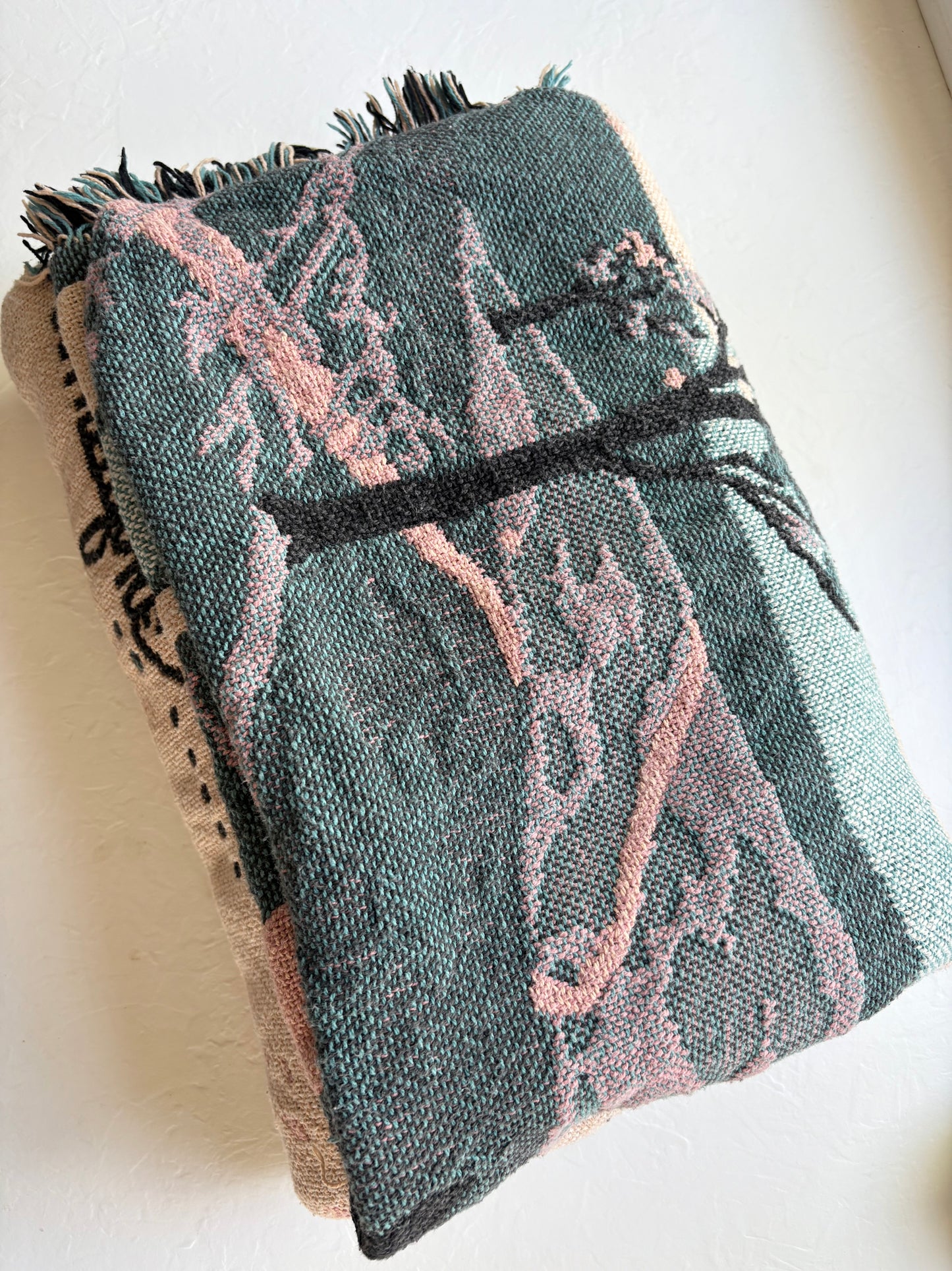 Woven Tapestry Throw Blanket with Cats