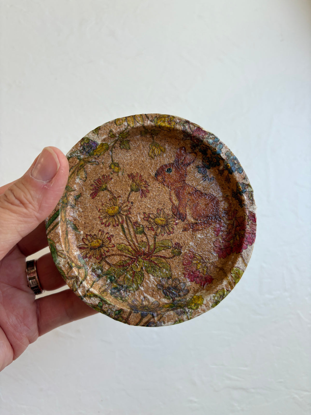 Decoupage Floral and Rabbit Coaster