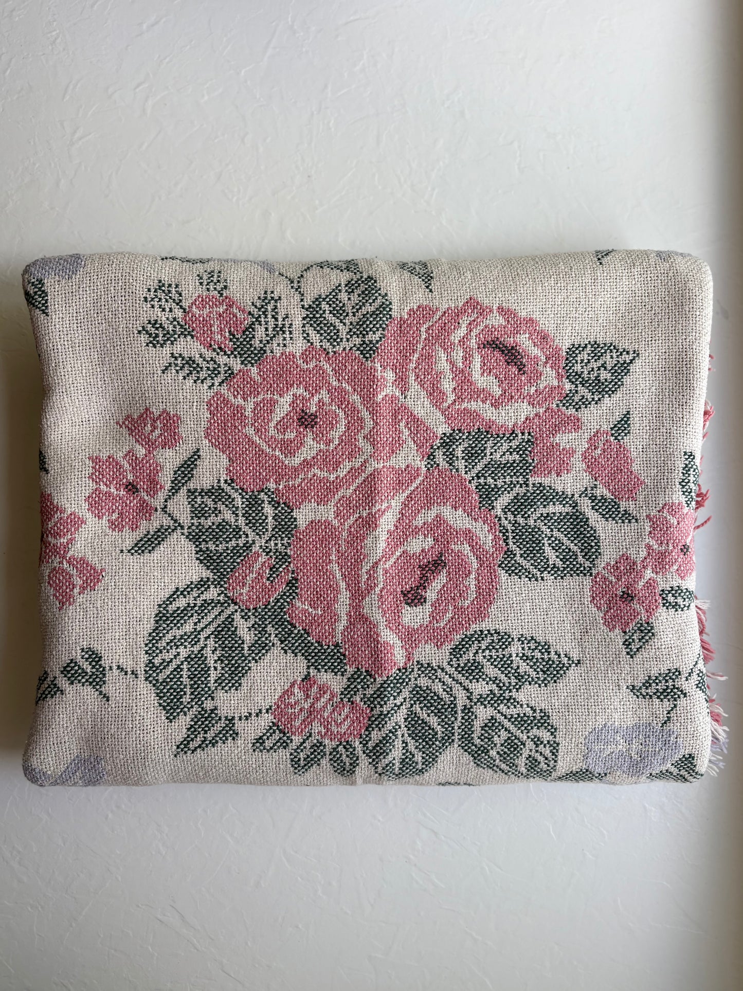 Woven Tapestry Throw Blanket with Bows and Roses