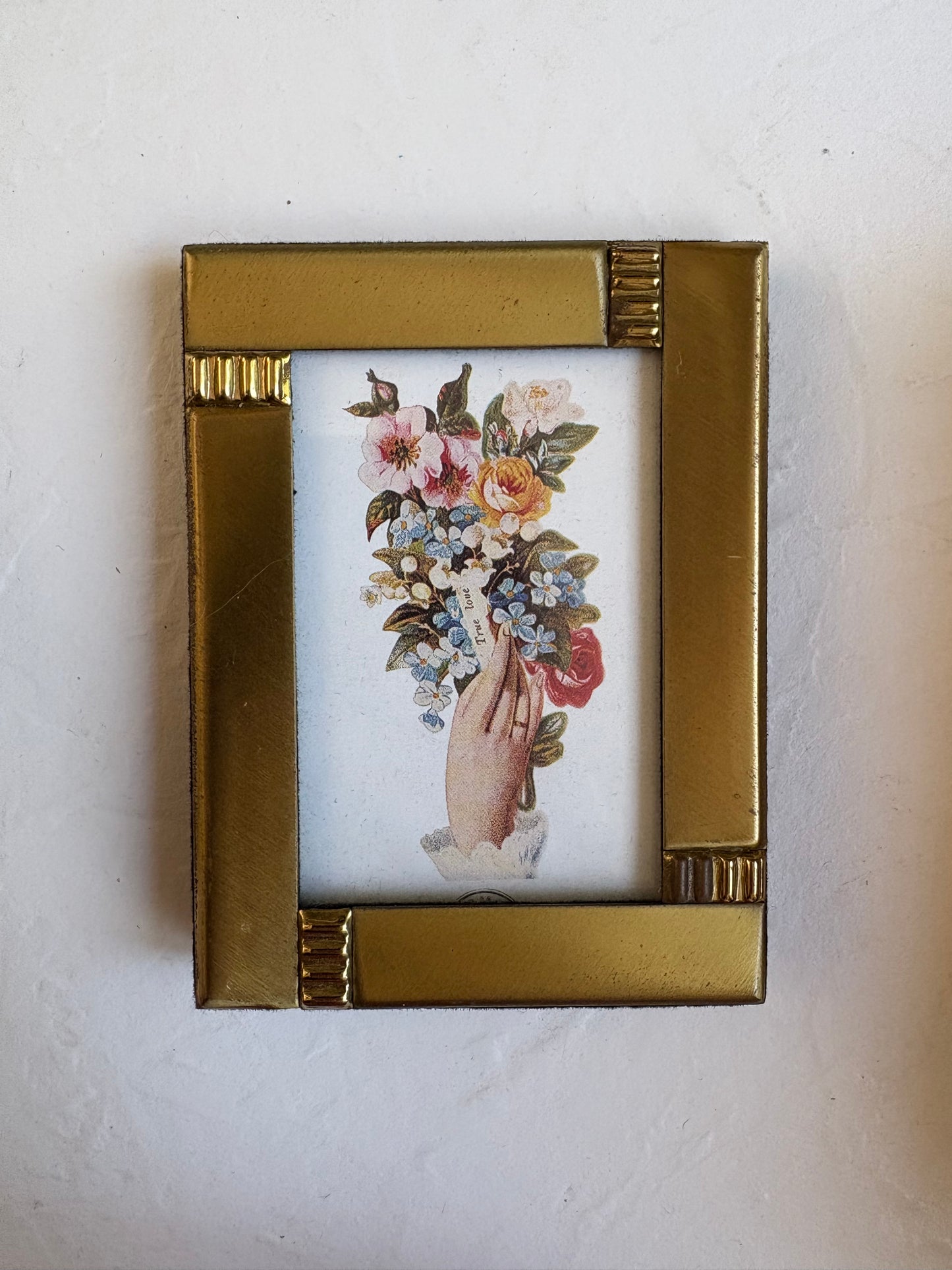 Small Brass Frame with Hand and Bouquet Print