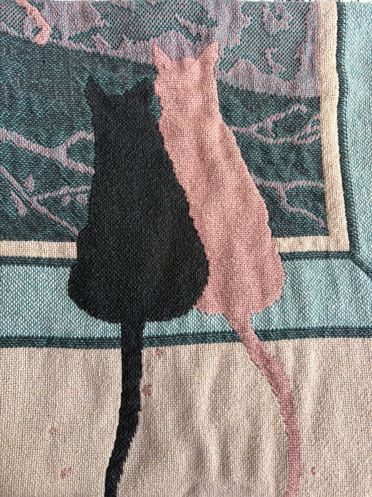 Woven Tapestry Throw Blanket with Cats