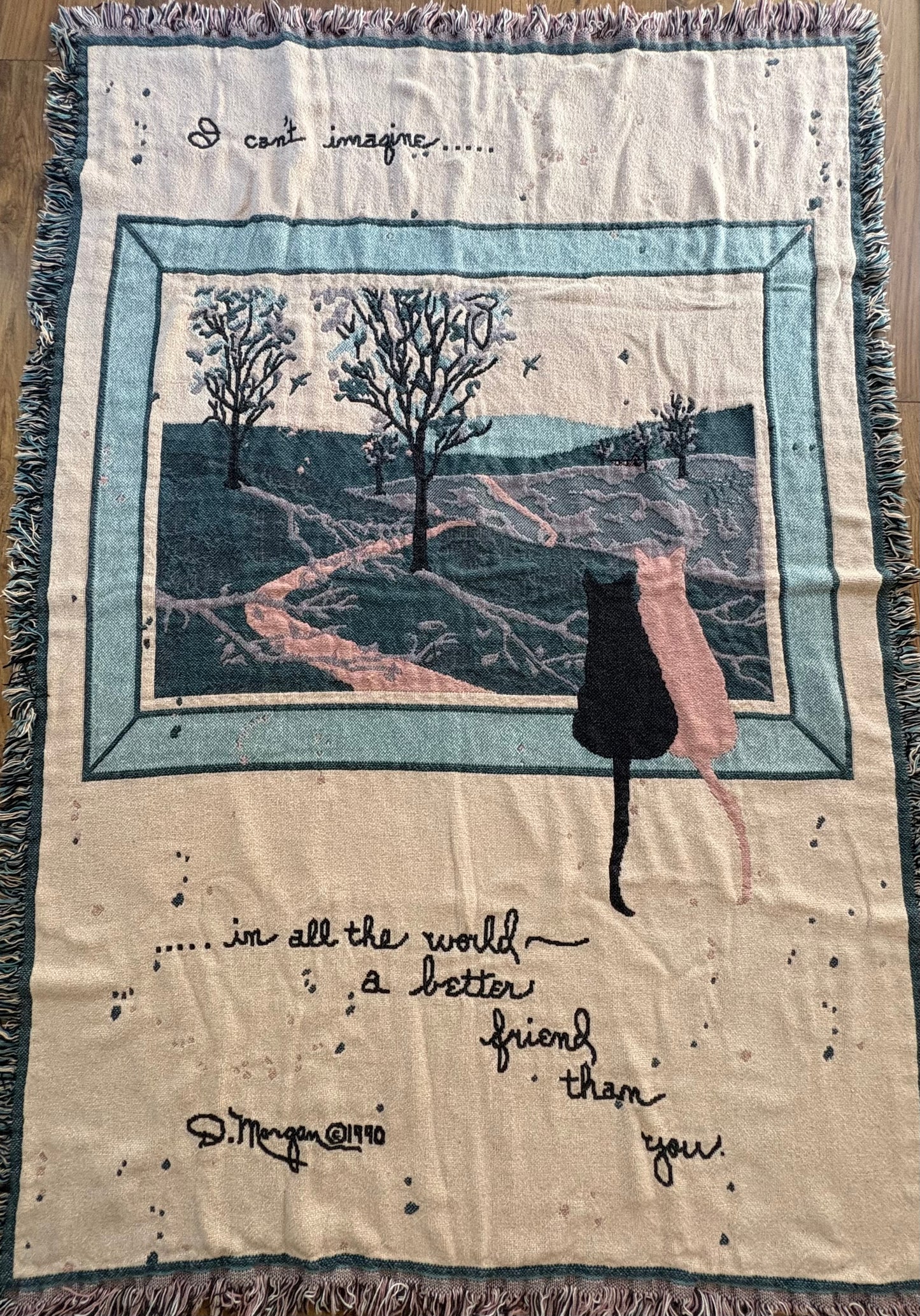 Woven Tapestry Throw Blanket with Cats