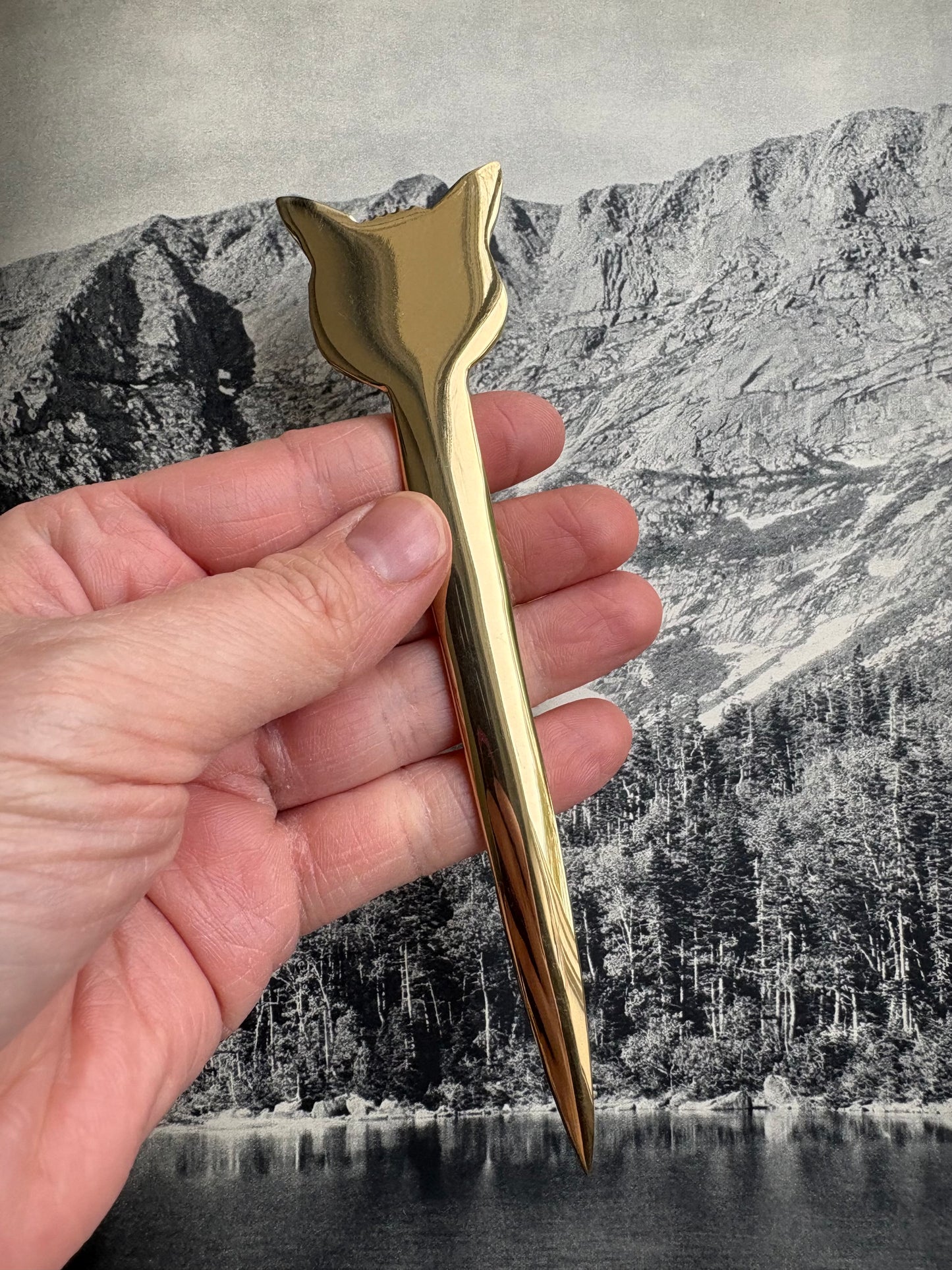 Brass-Plated Fox Letter Opener
