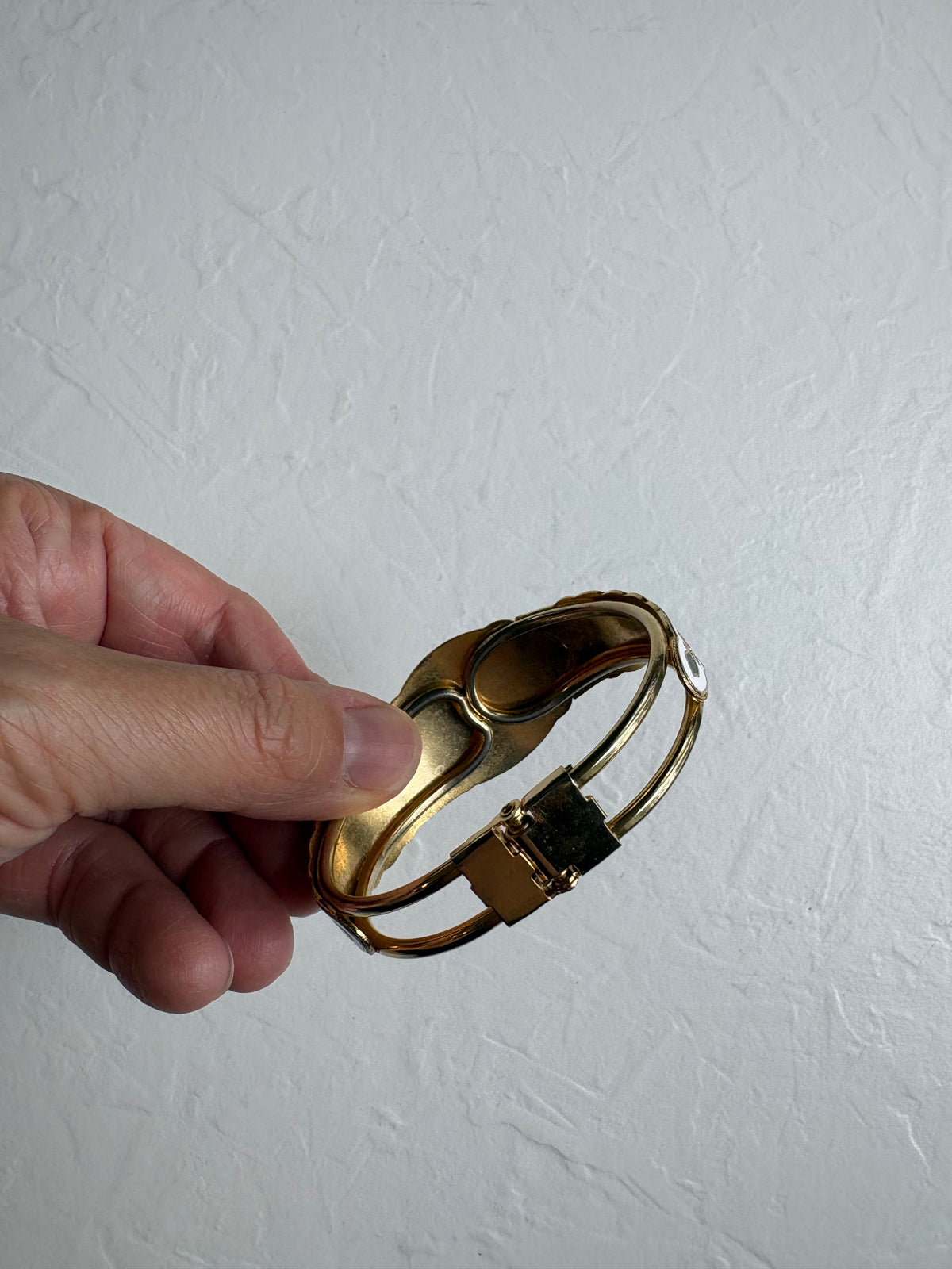 Cloisonné Butterfly and Floral Hinged Bangle