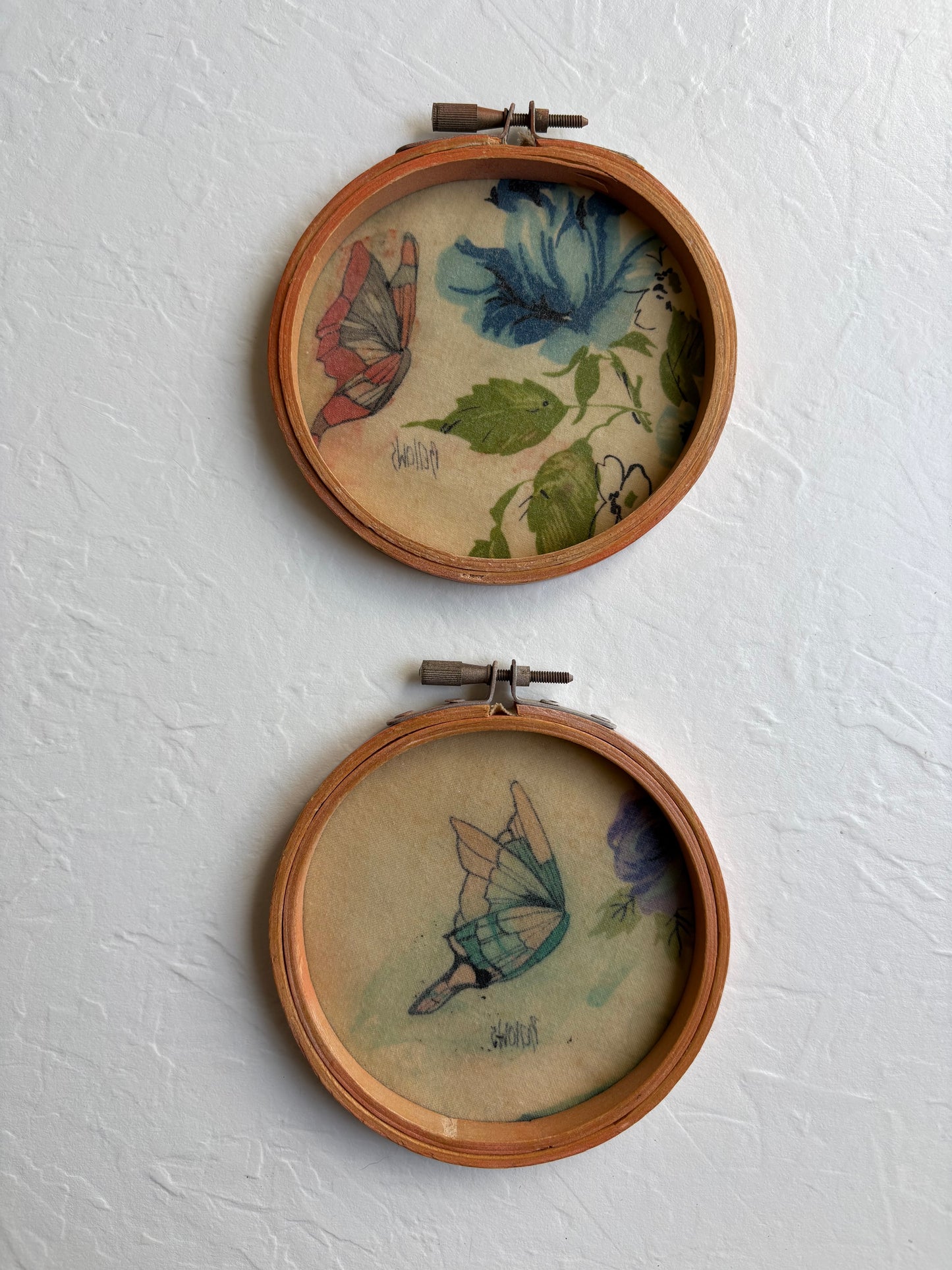 Butterfly Fabric in Embroidery Hoops