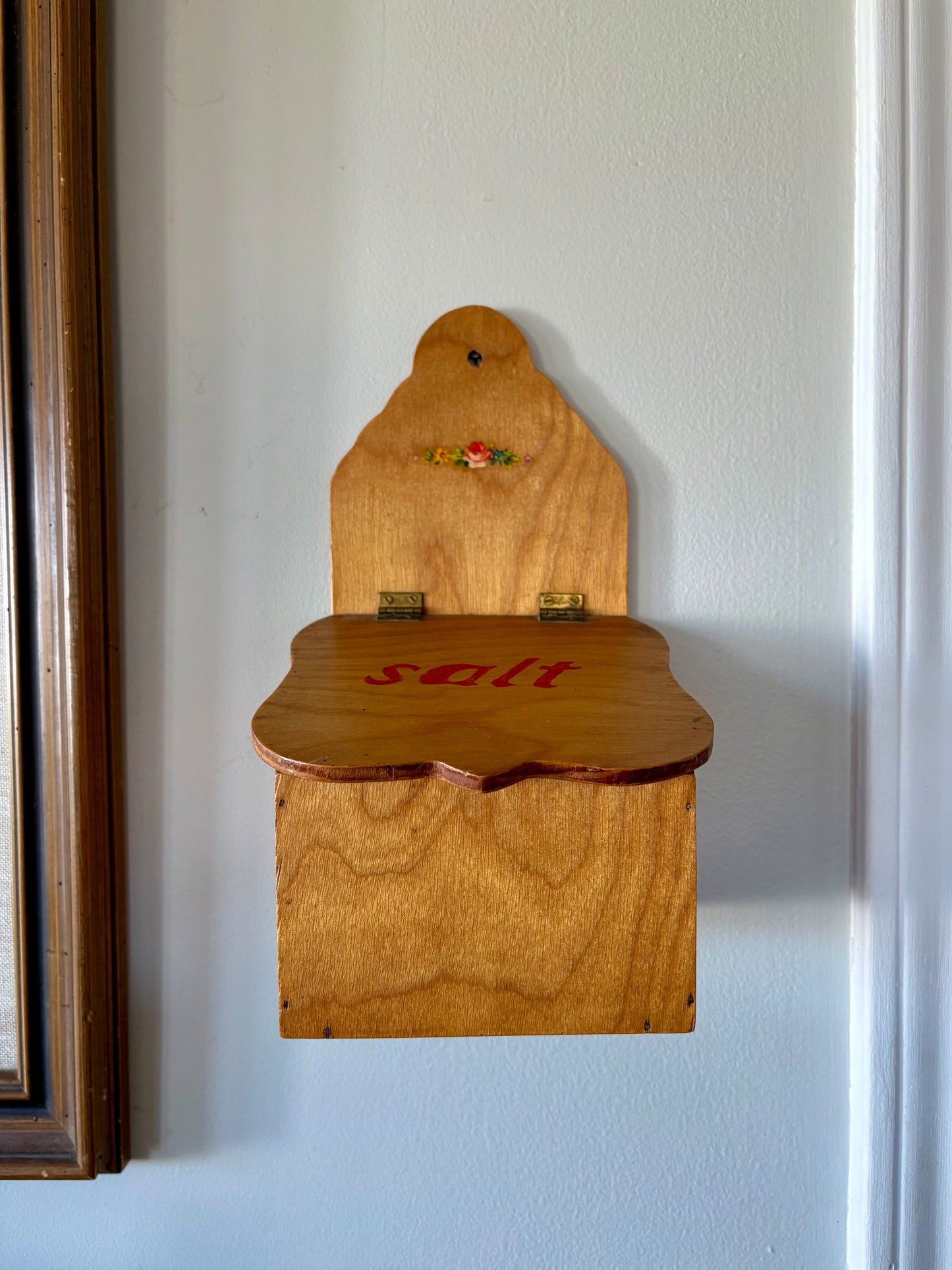 Hand-Painted Wooden Salt Box