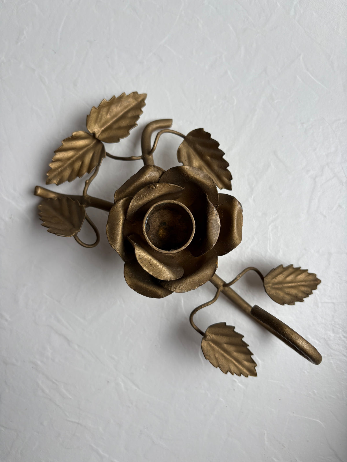 Gold-Tone Metal Rose Candle Holder