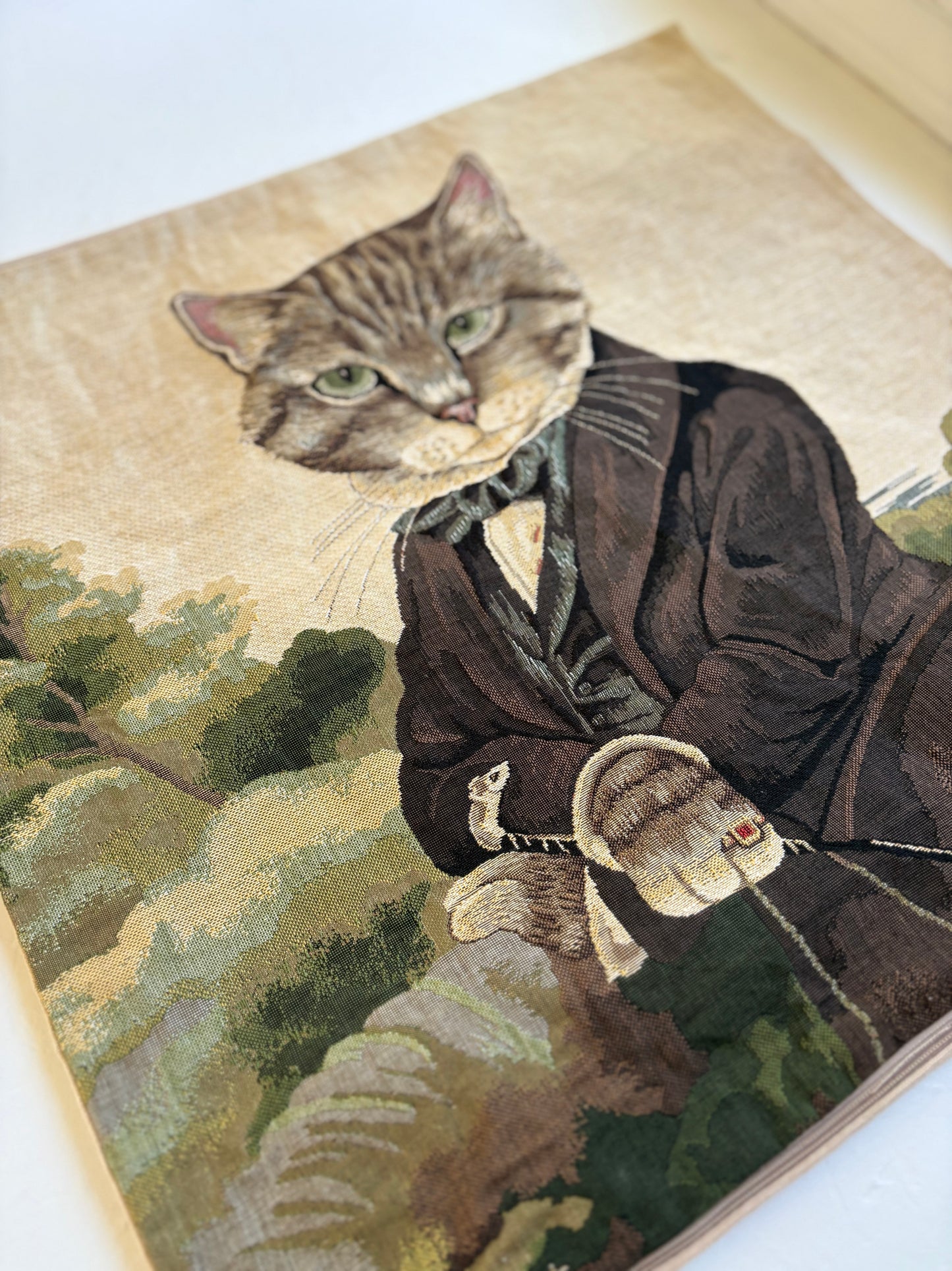 Renaissance Cat Tapestry Cushion Cover with Zipper Enclosure