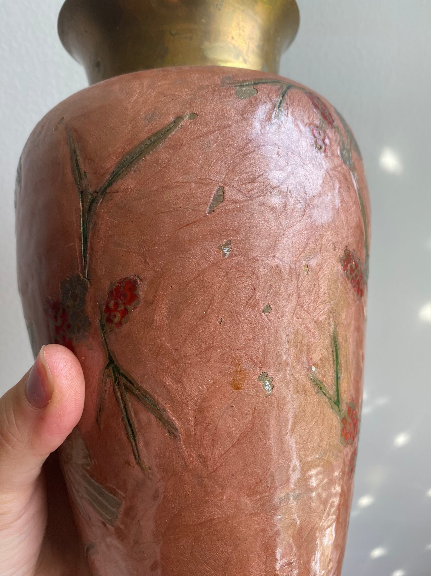 Vintage Brass & Enamel Vase