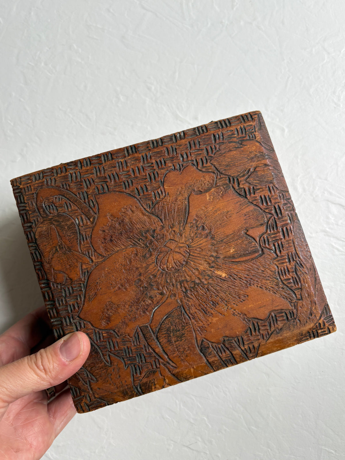 Flemish Art Floral Wood Pyrography Box