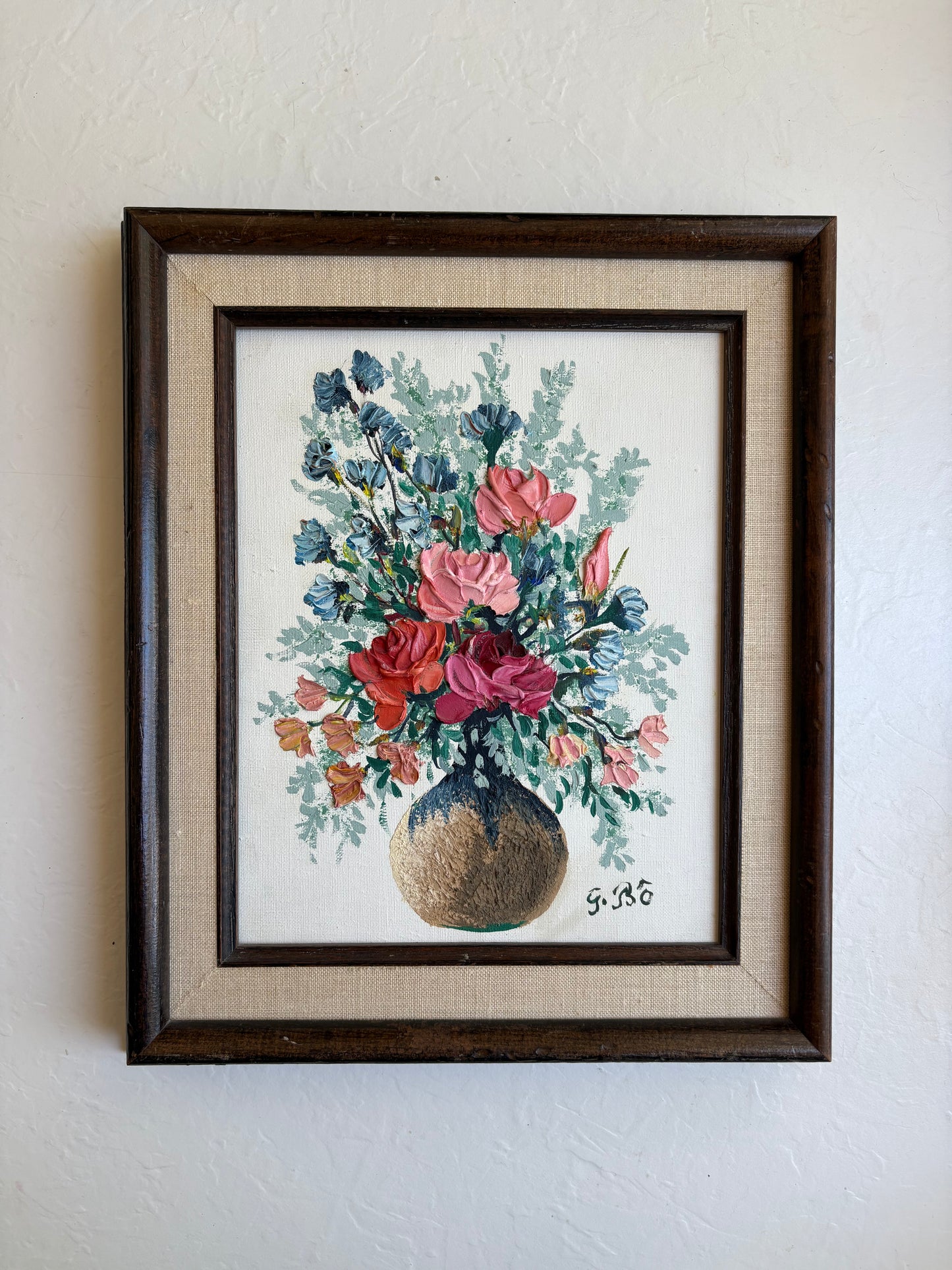 Floral Oil Painting in Wooden Frame