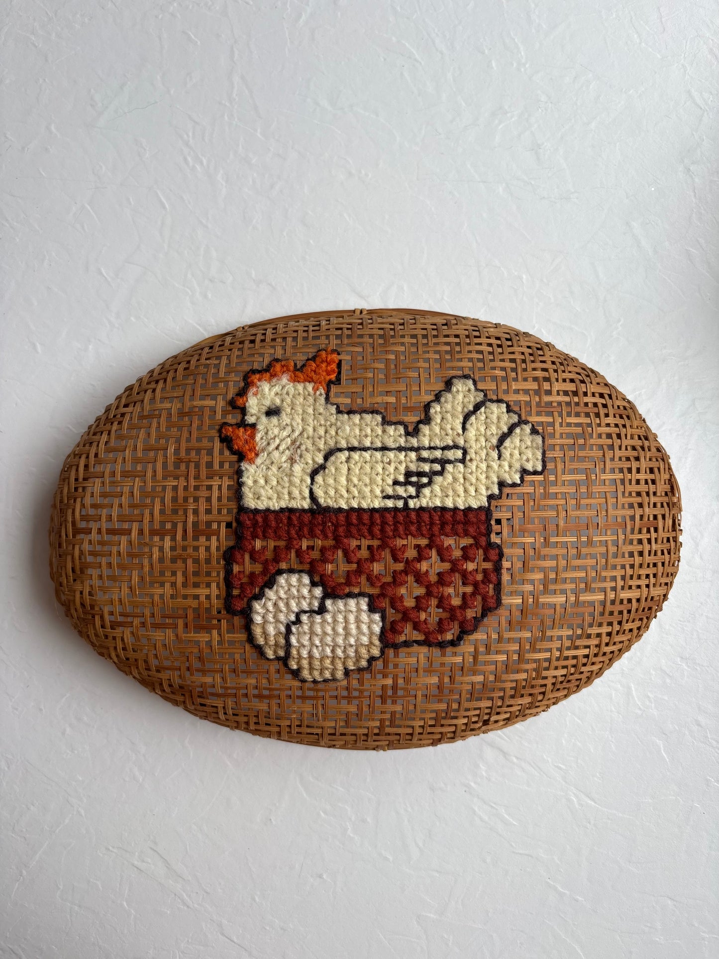 Cross-Stitch Hen Basket