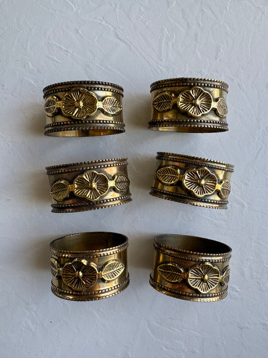 Brass Floral Napkin Rings