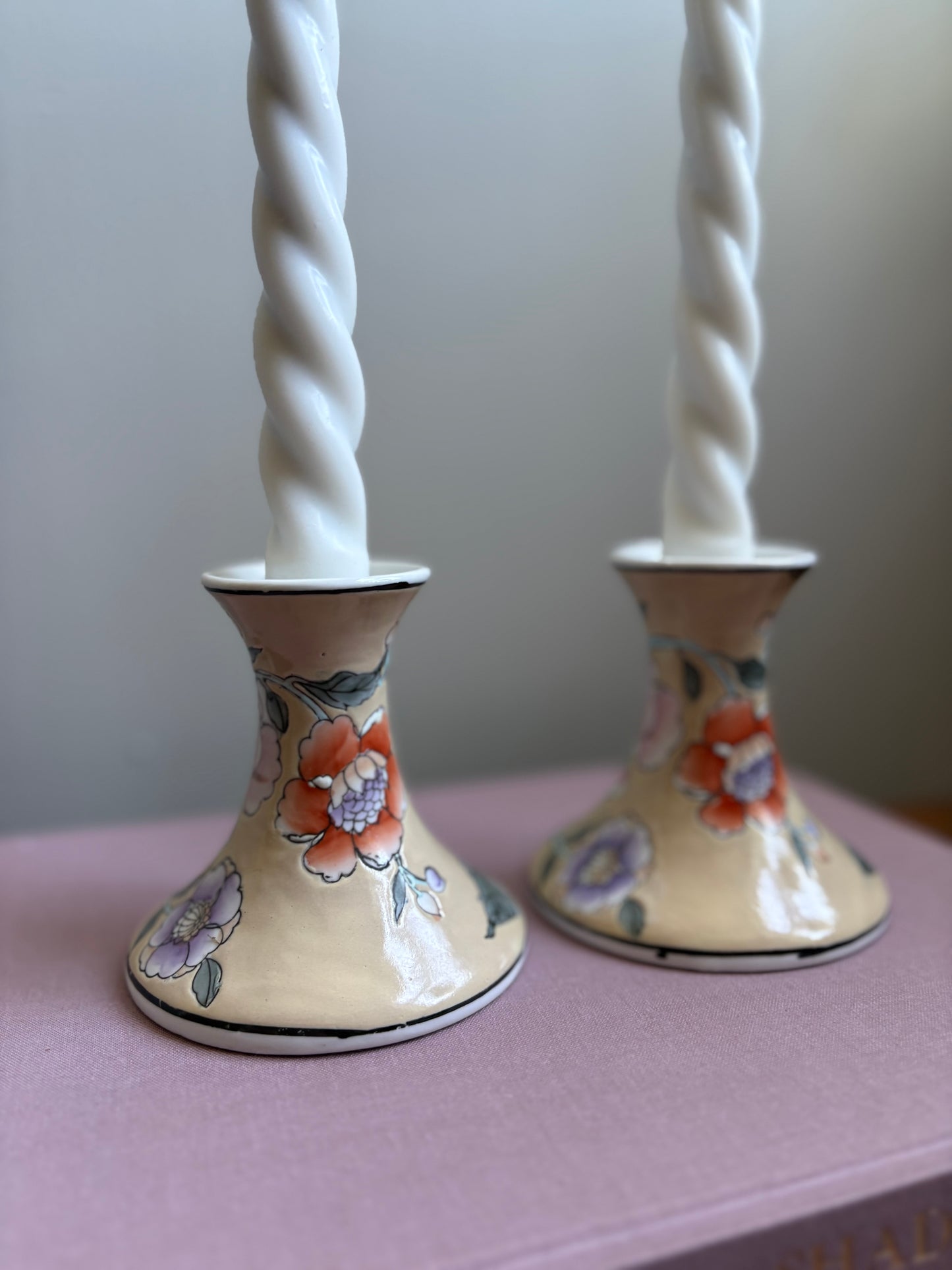 Floral Chinoiserie Candlesticks