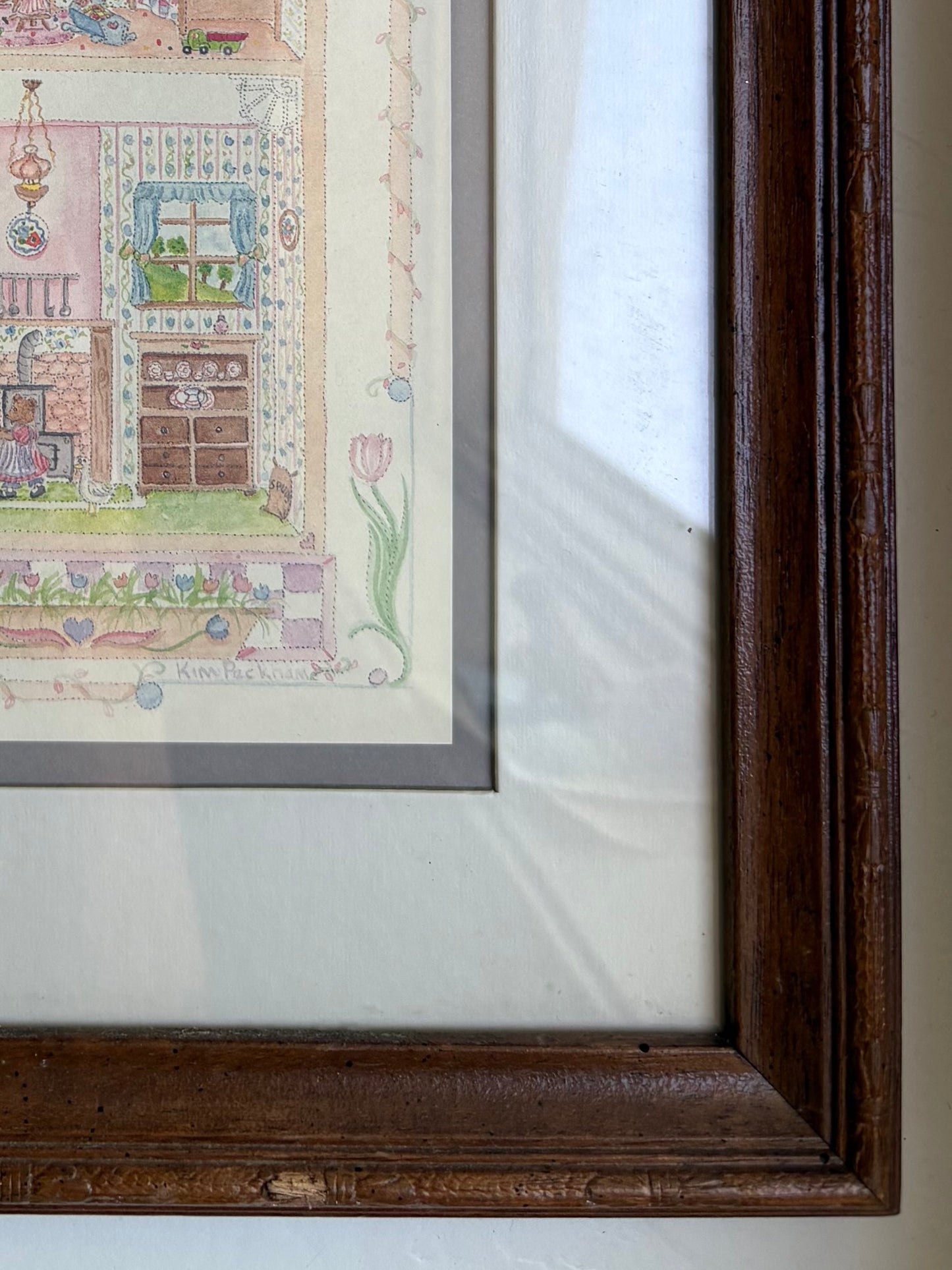 Bear Family House Art in Wooden Frame