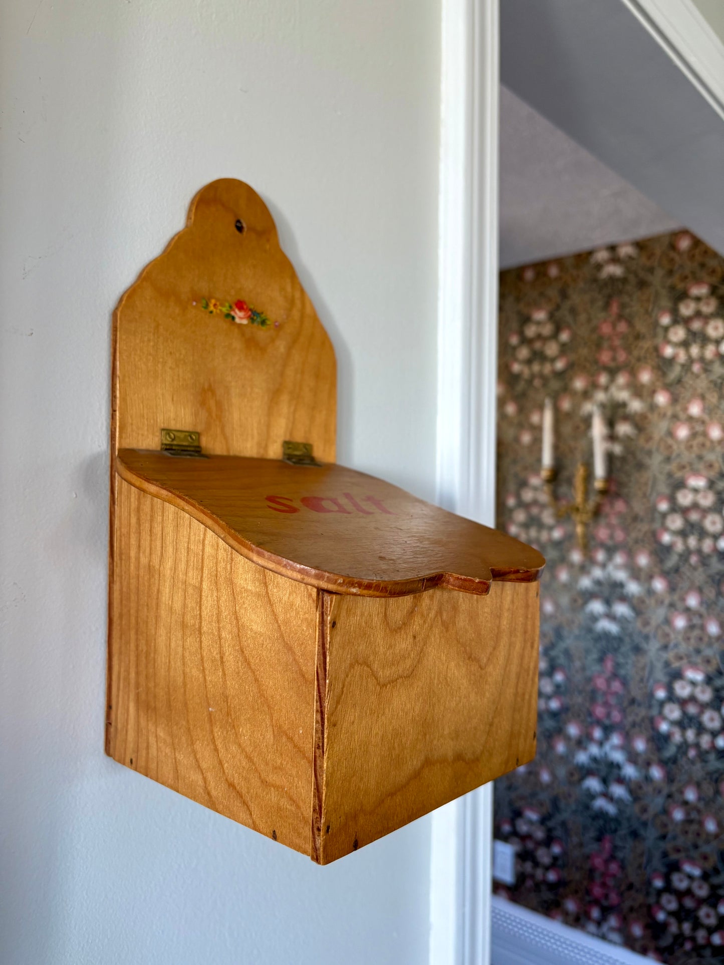 Hand-Painted Wooden Salt Box