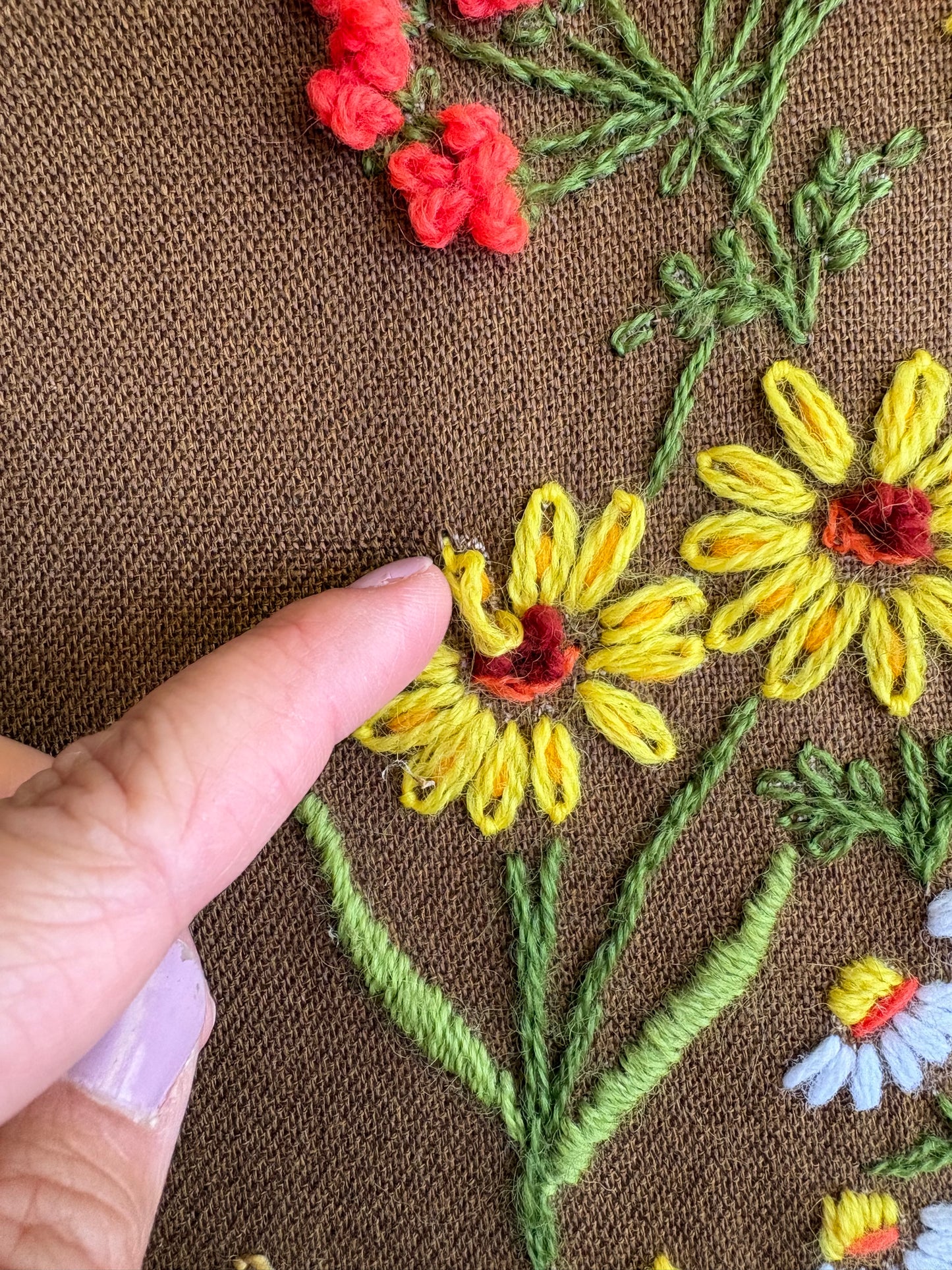 Wildflower Crewel in Wooden Frame