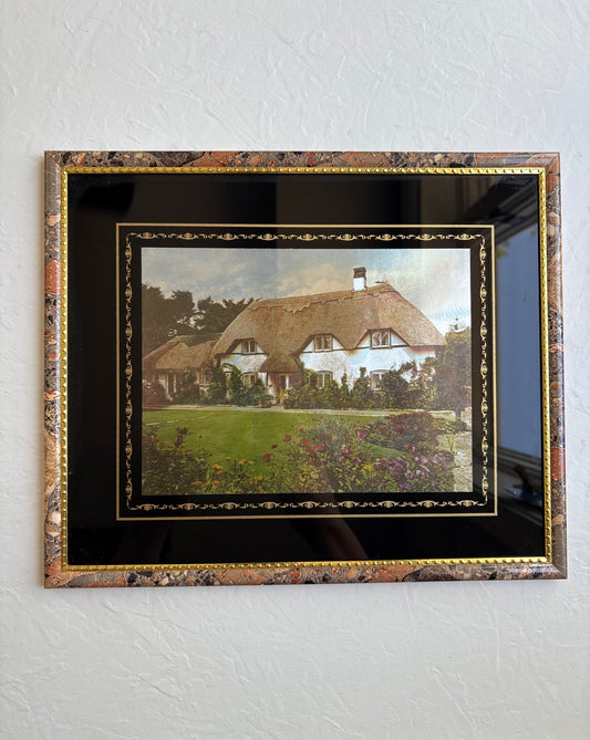 “Thatched Eaves Cottage” Framed Metal Etching Print