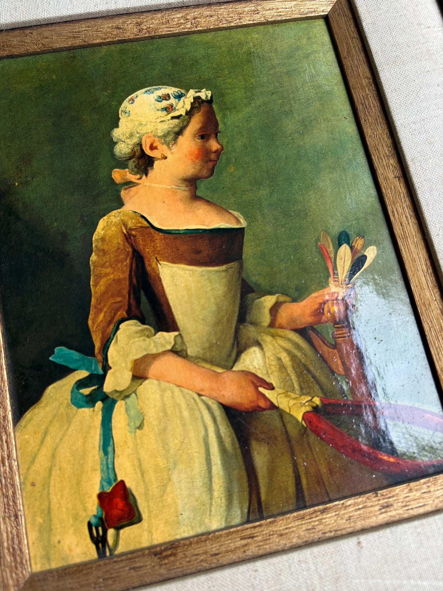 Framed Art Print: "Girl with a Racquet" by Jean-Baptiste-Siméon Chardin