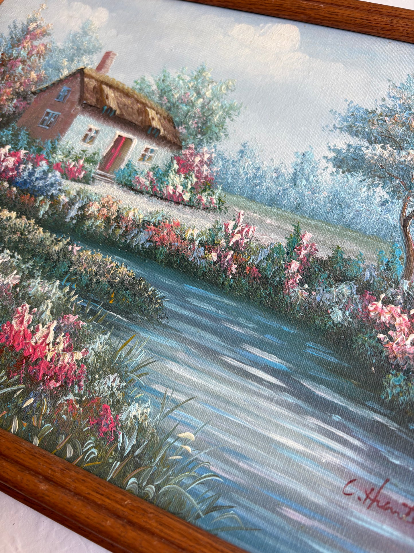 Original Signed Cottage Oil Painting