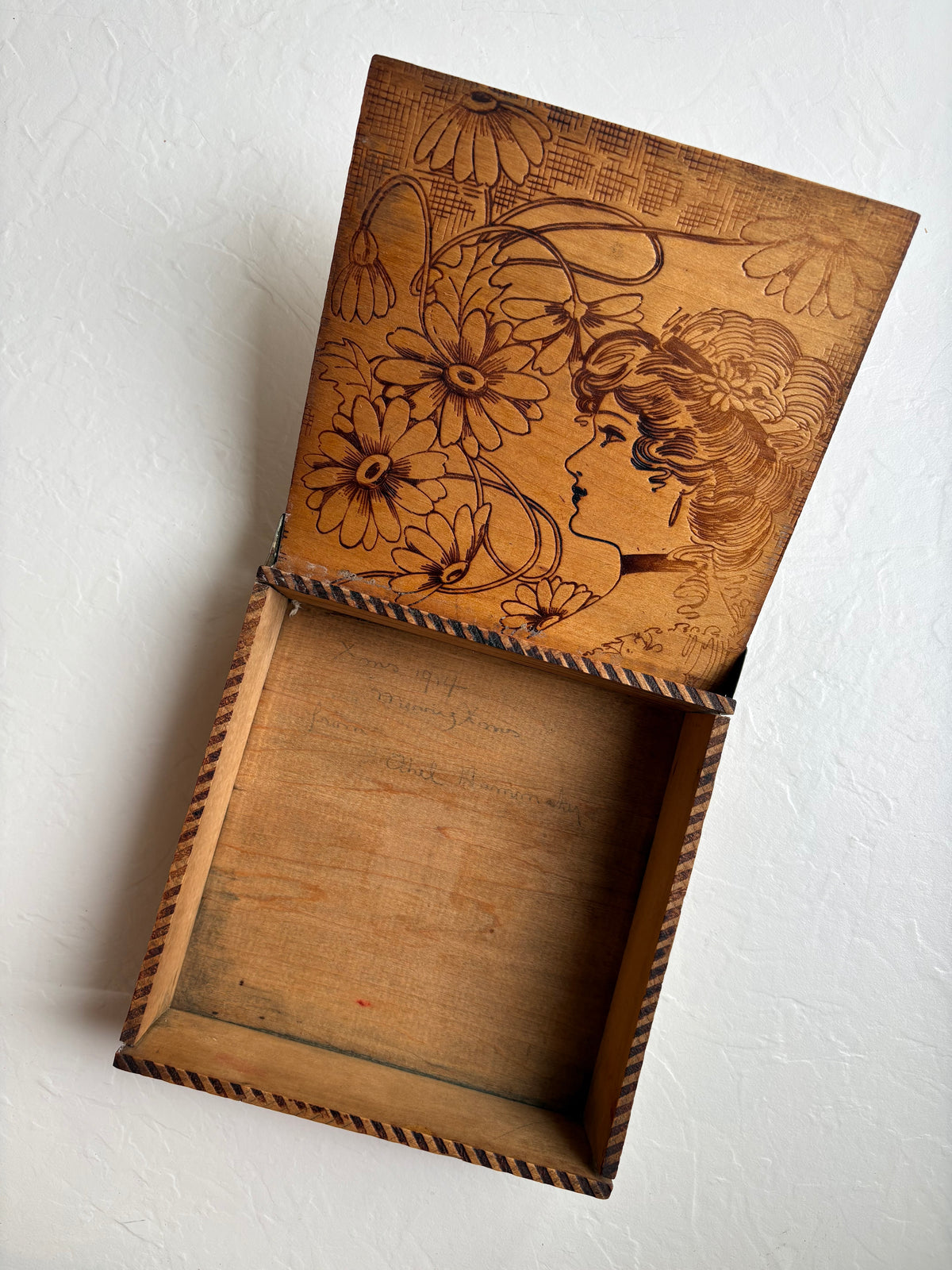 Flemish Art Pyrography Wooden Box