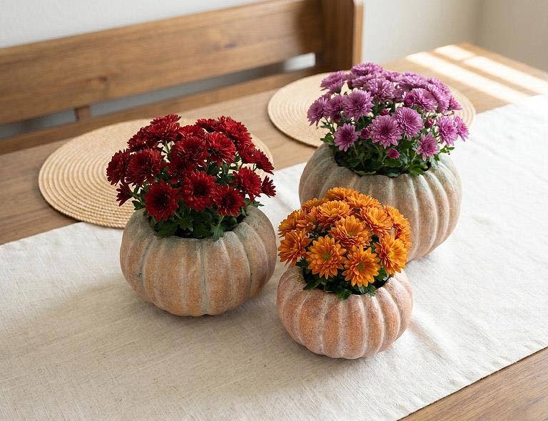 Cement Pumpkin Planter: Small Low