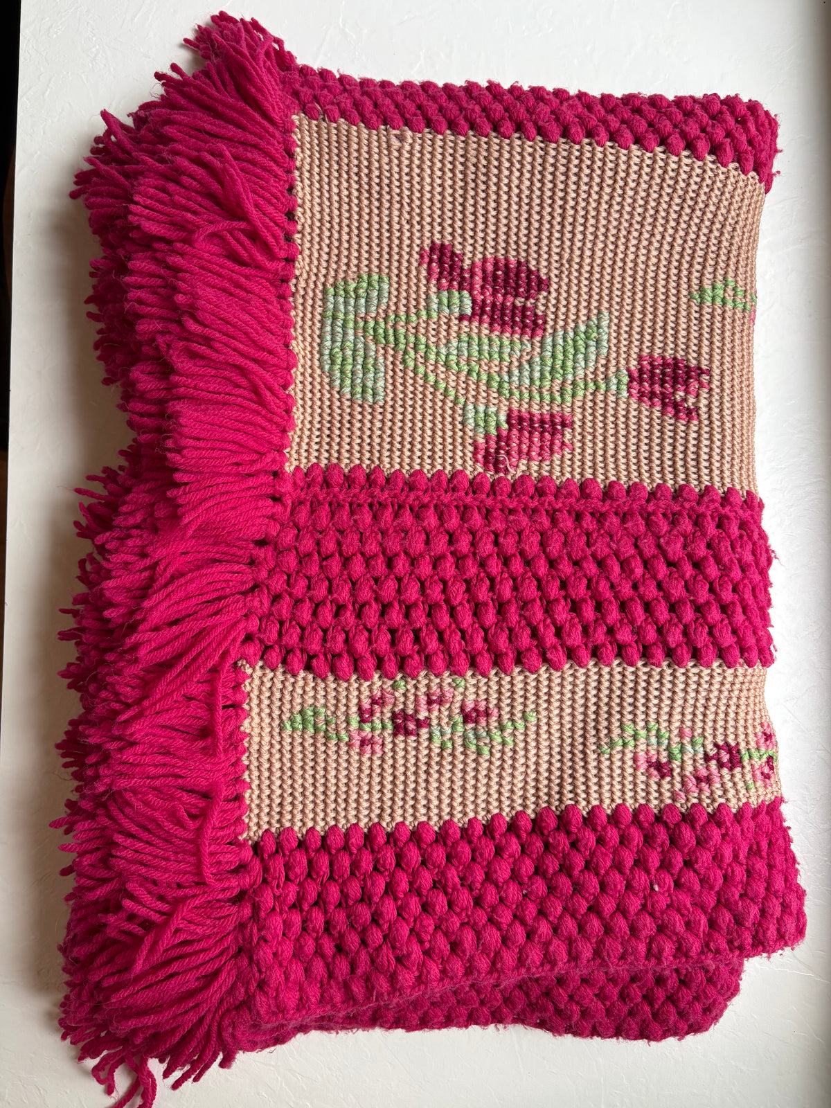 Floral Striped Handmade Afghan