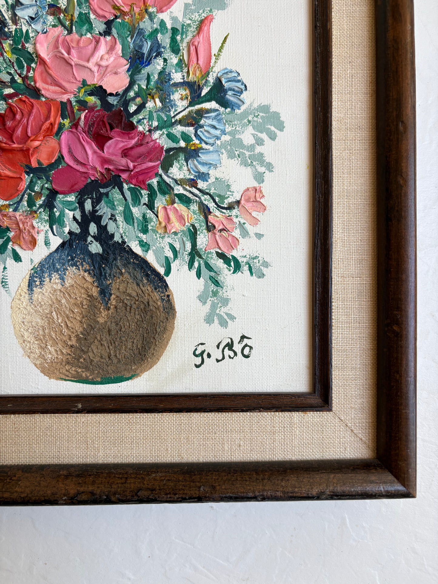 Floral Oil Painting in Wooden Frame