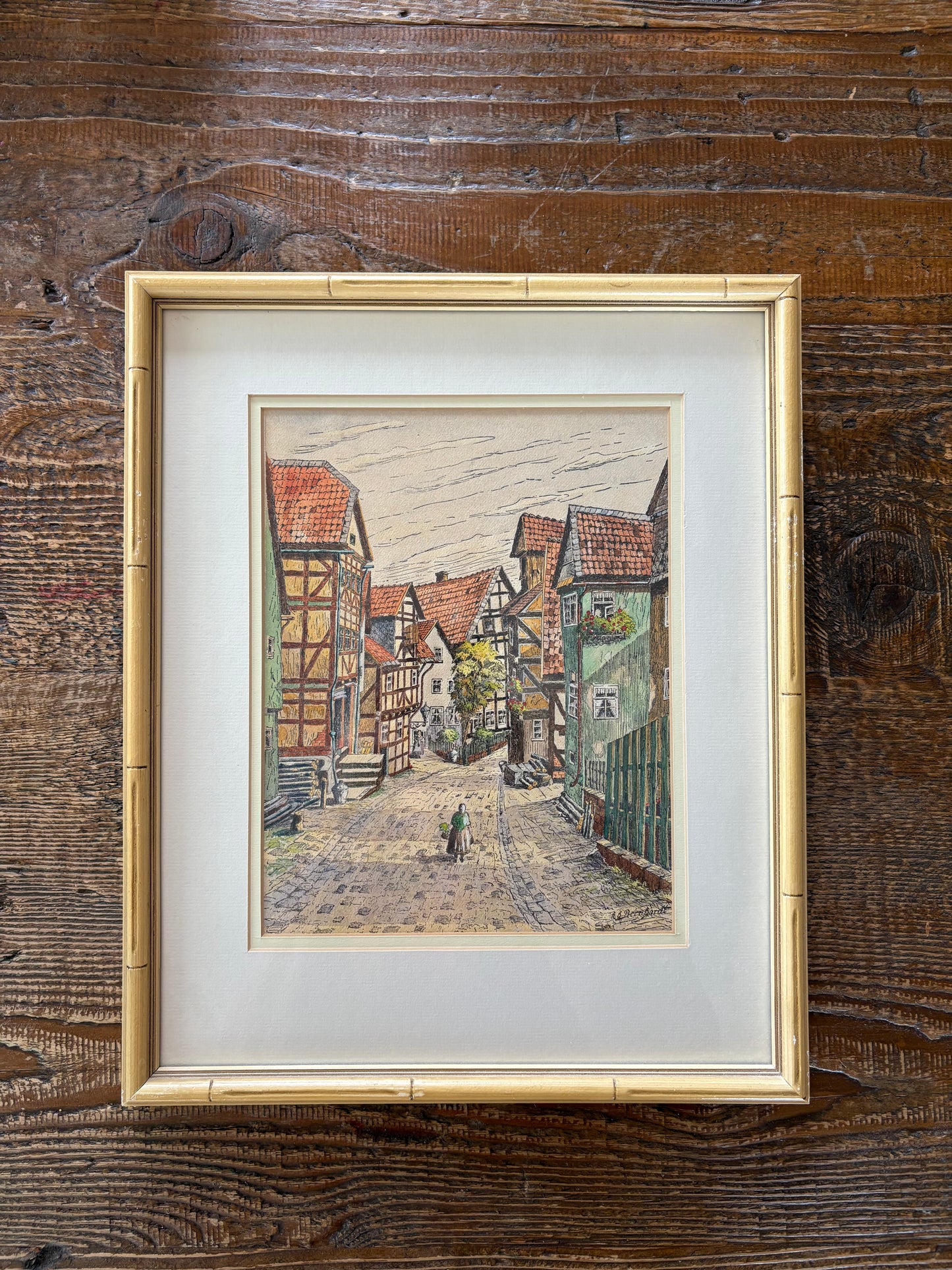 City Street Prints in Faux Bamboo Frames by Bernhardt