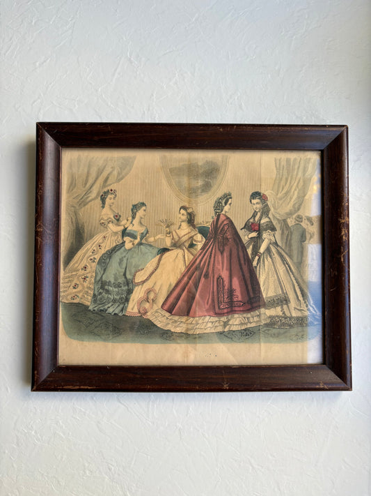 Godey’s Fashion Print in Wooden Frame
