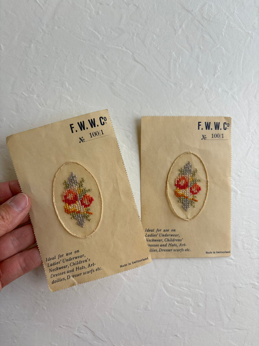 Cross-Stitch Appliqué Pair