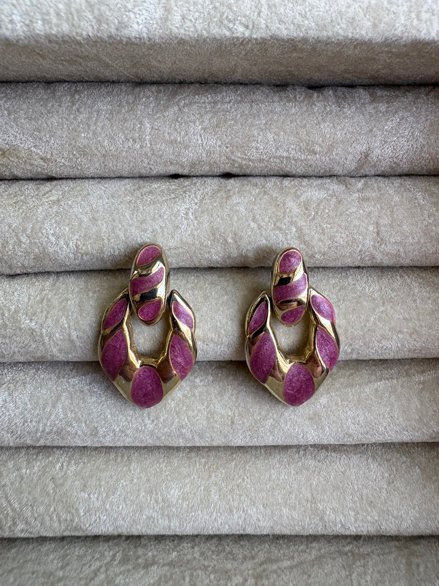 Purple and Gold-Tone Earrings