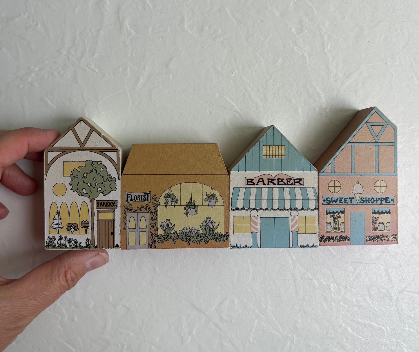 Small Wooden Buildings Ledge Sitters