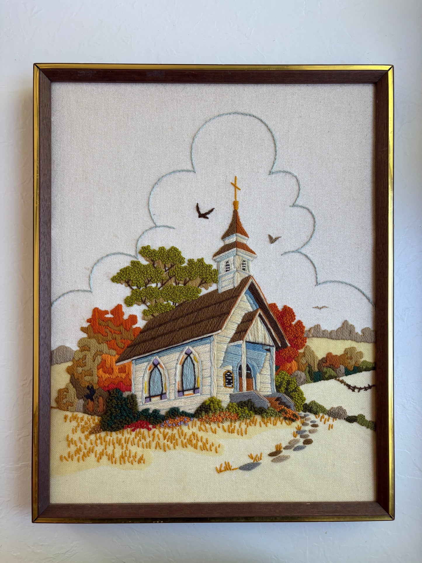 Country Church Crewel by Sunset Stitchery
