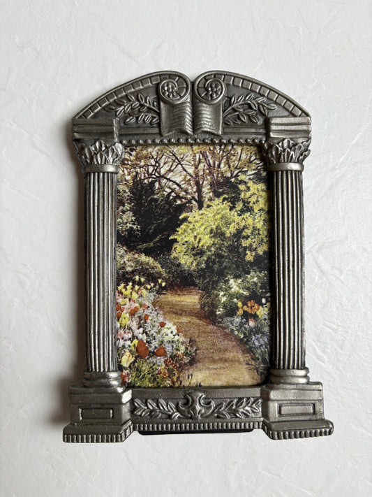 Pewter Frame with Garden Scene