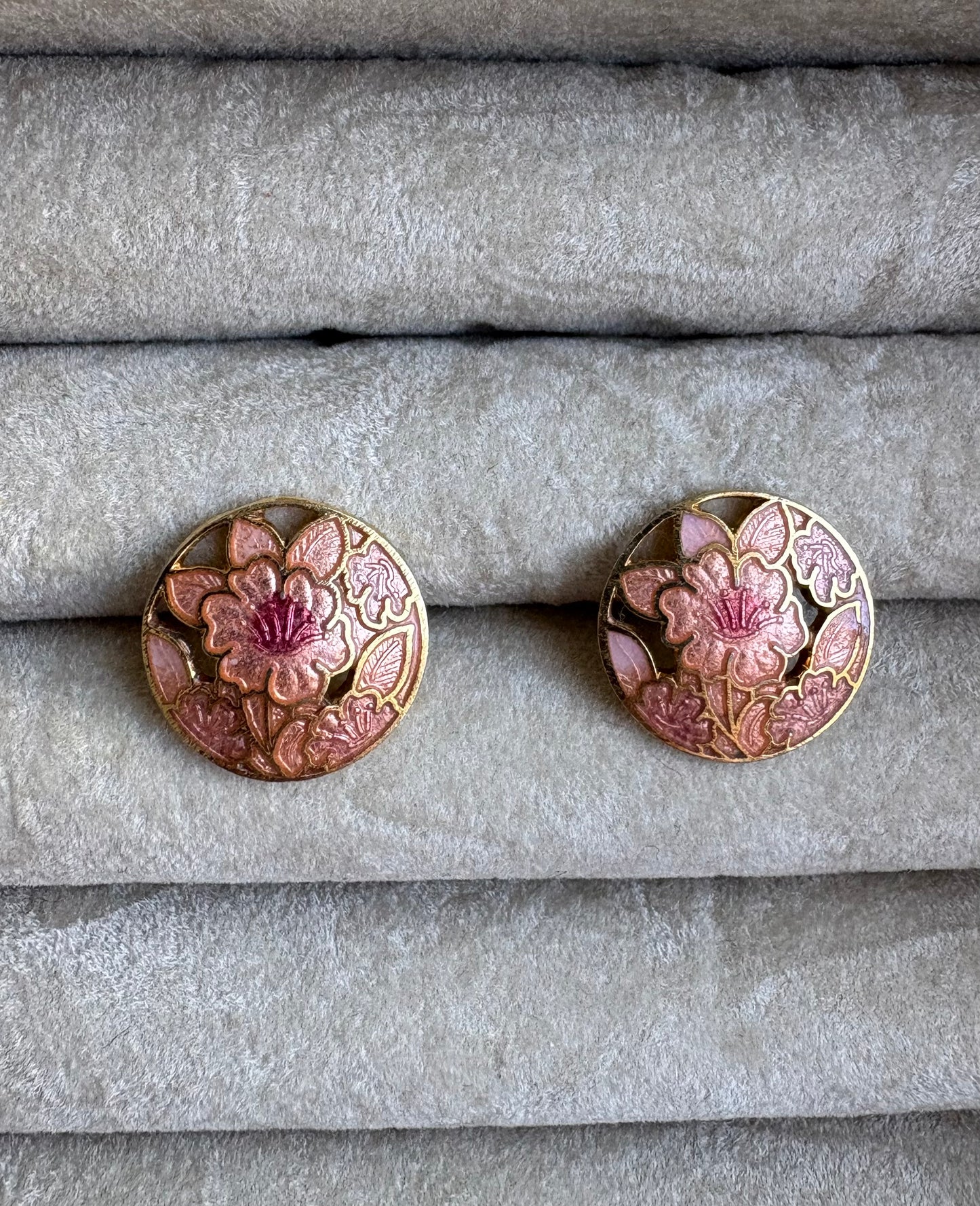 Cloisonné Enamel Floral Earrings