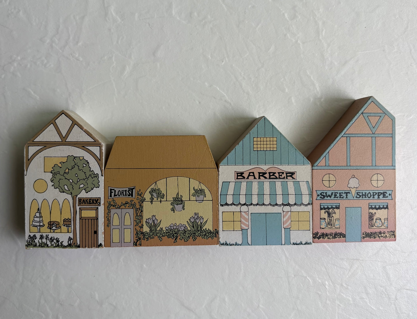 Small Wooden Buildings Ledge Sitters