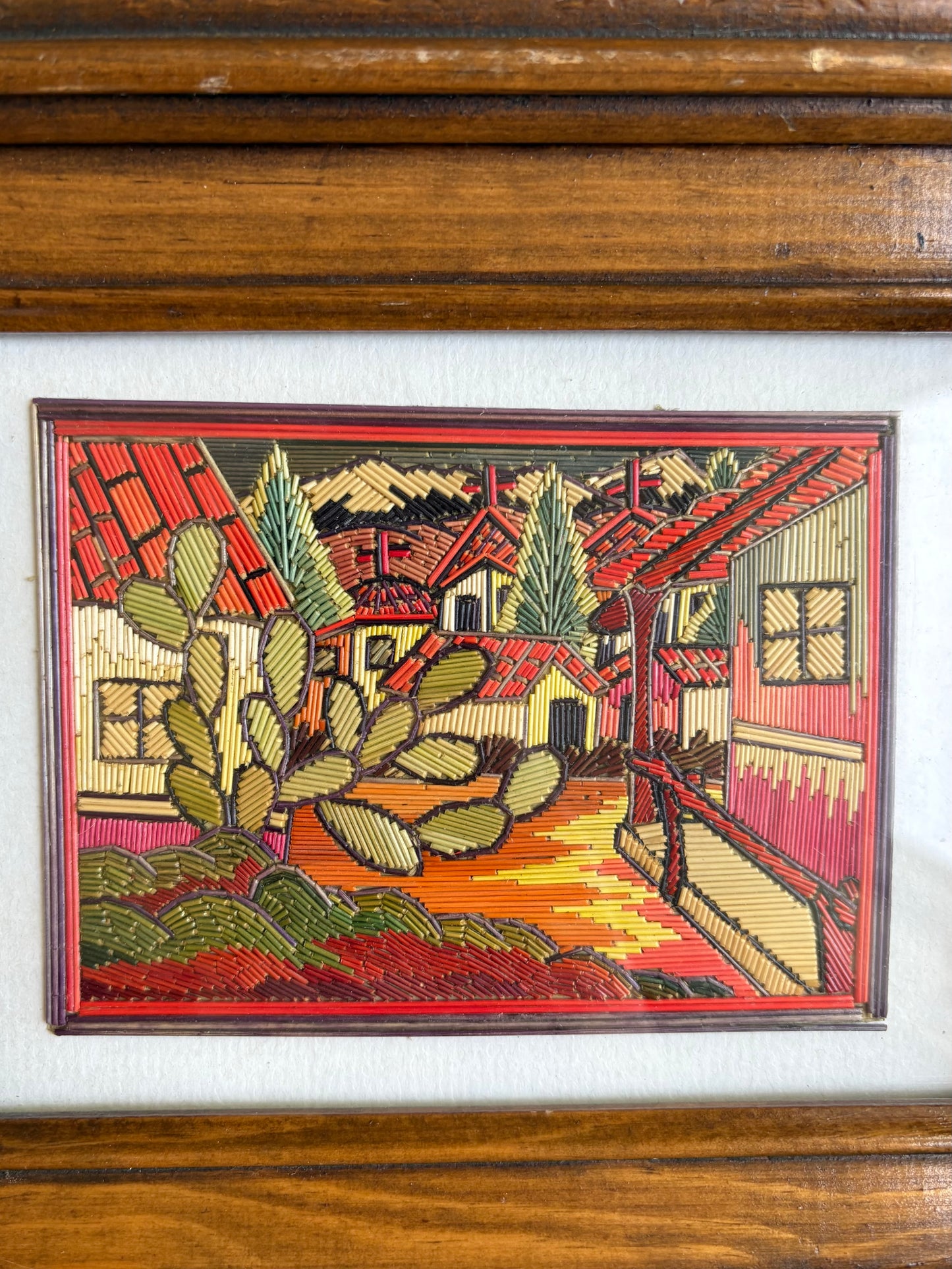 Straw Mosaic Art in Wooden Frames