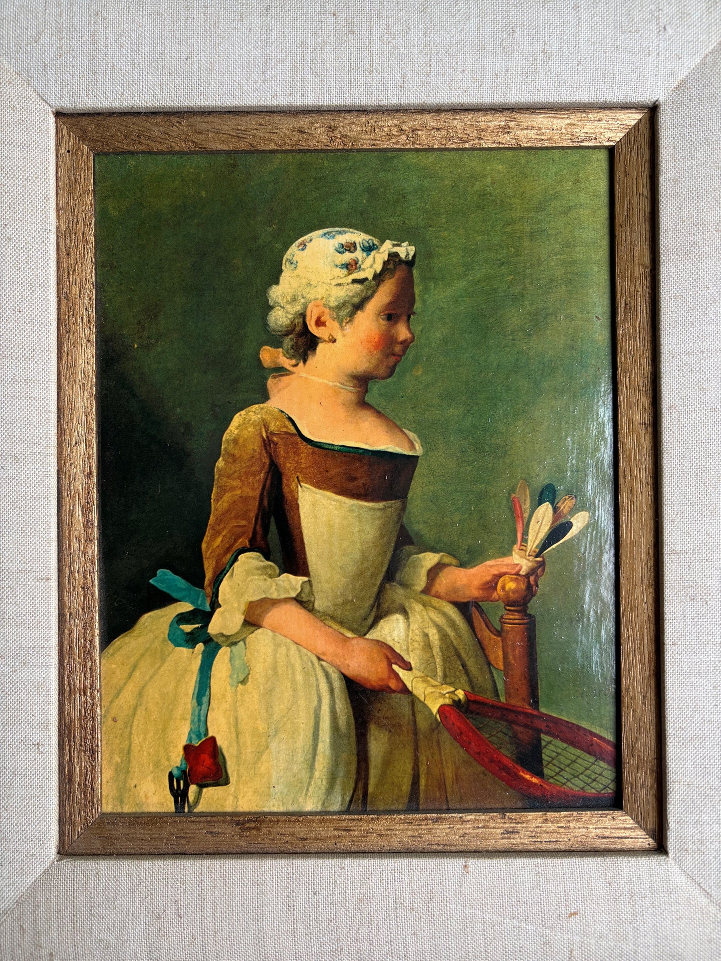 Framed Art Print: "Girl with a Racquet" by Jean-Baptiste-Siméon Chardin