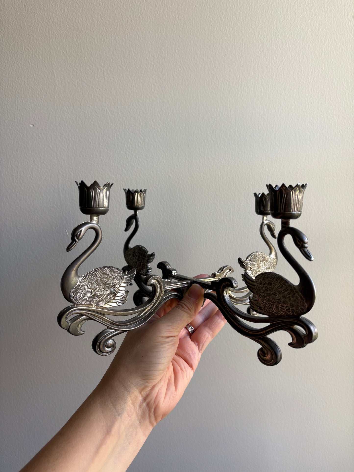 Godinger Silver-Plated Swan Candelabra