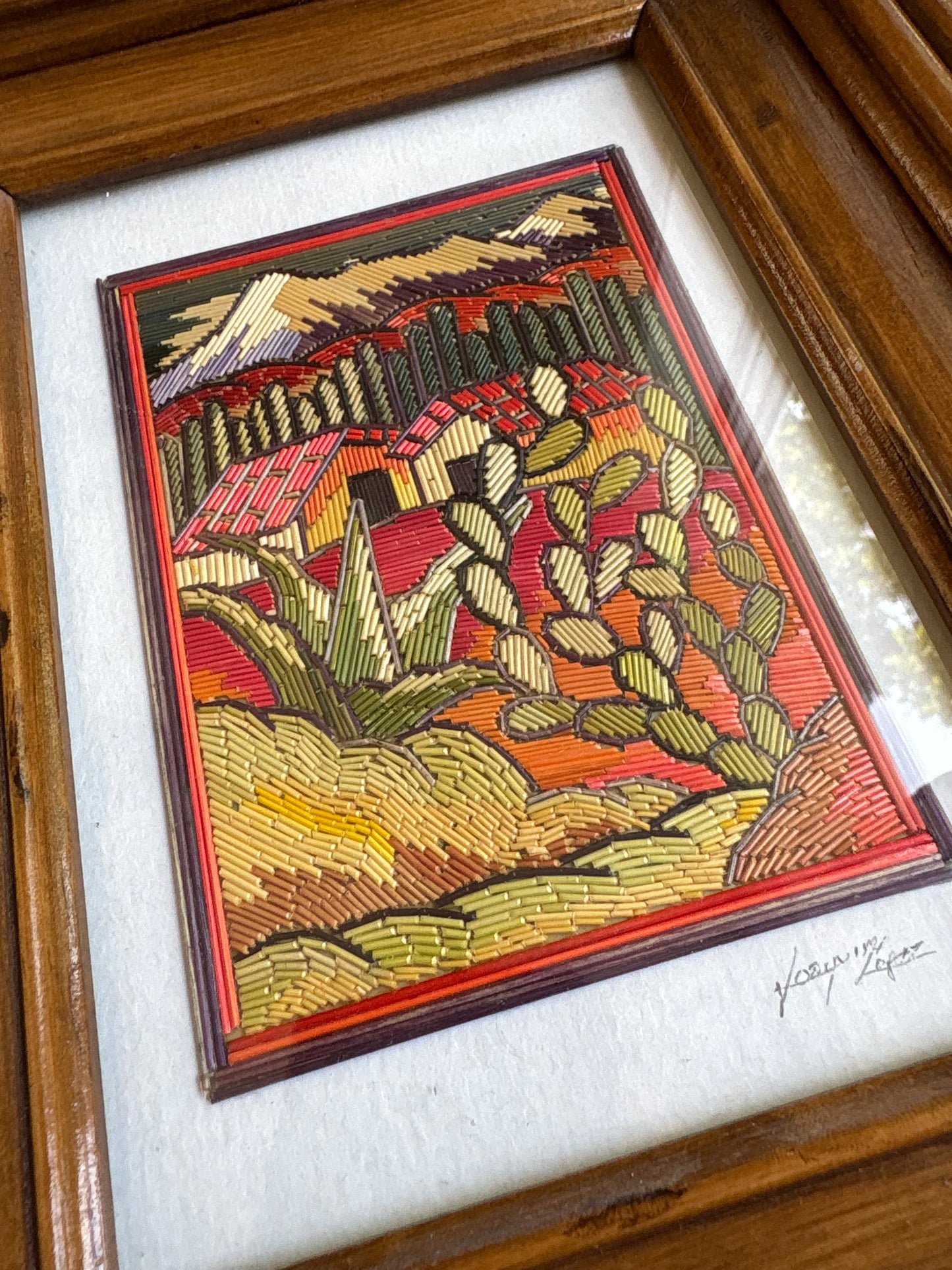 Straw Mosaic Art in Wooden Frames