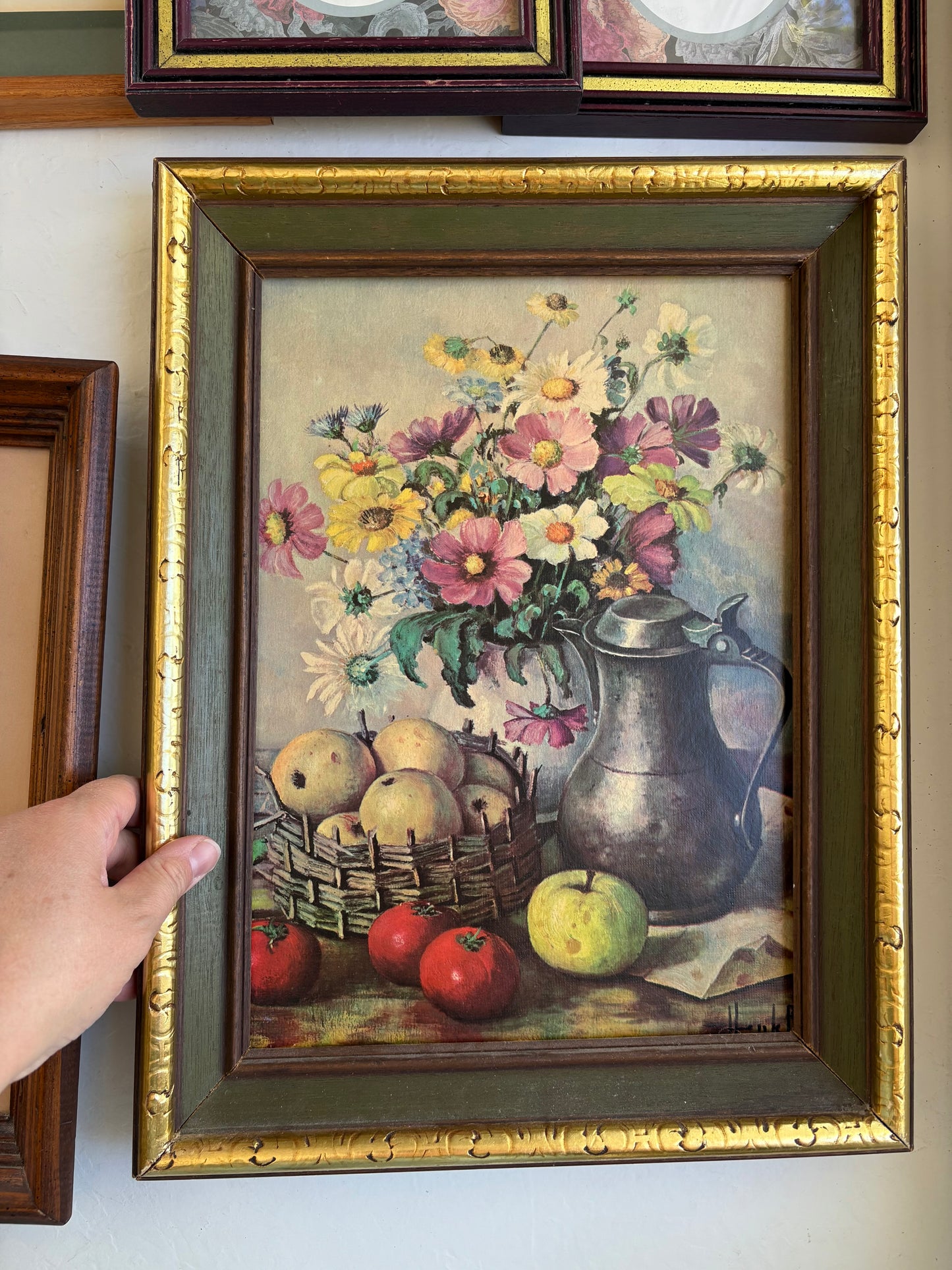 Floral and Fruit Print in Wooden Frame