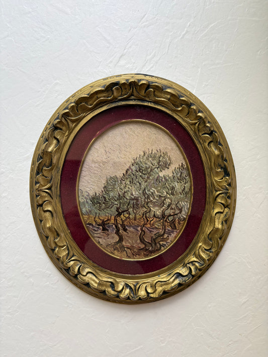 “The Olive Orchard” by Vincent Van Gogh in Oval Frame