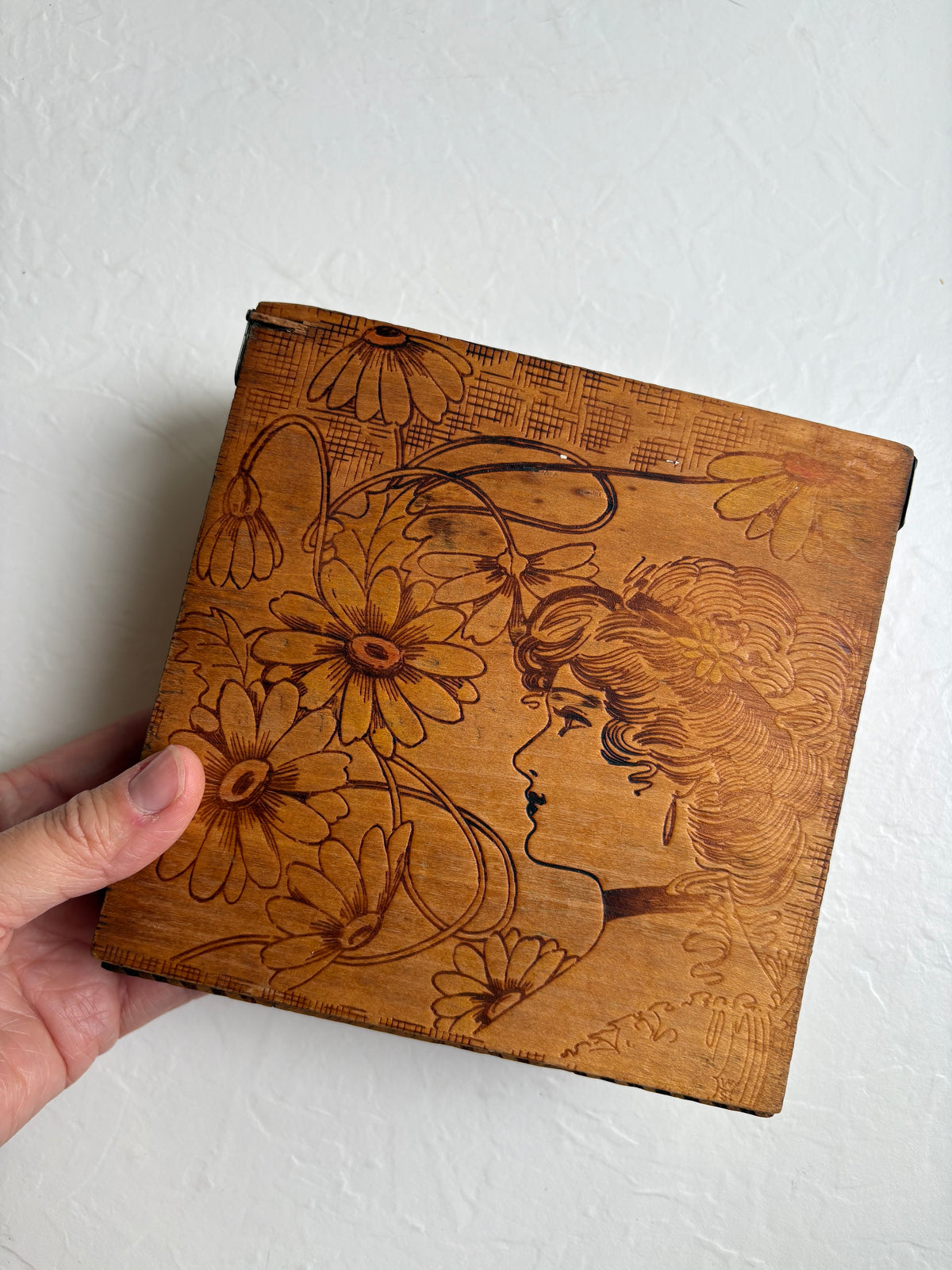 Flemish Art Pyrography Wooden Box