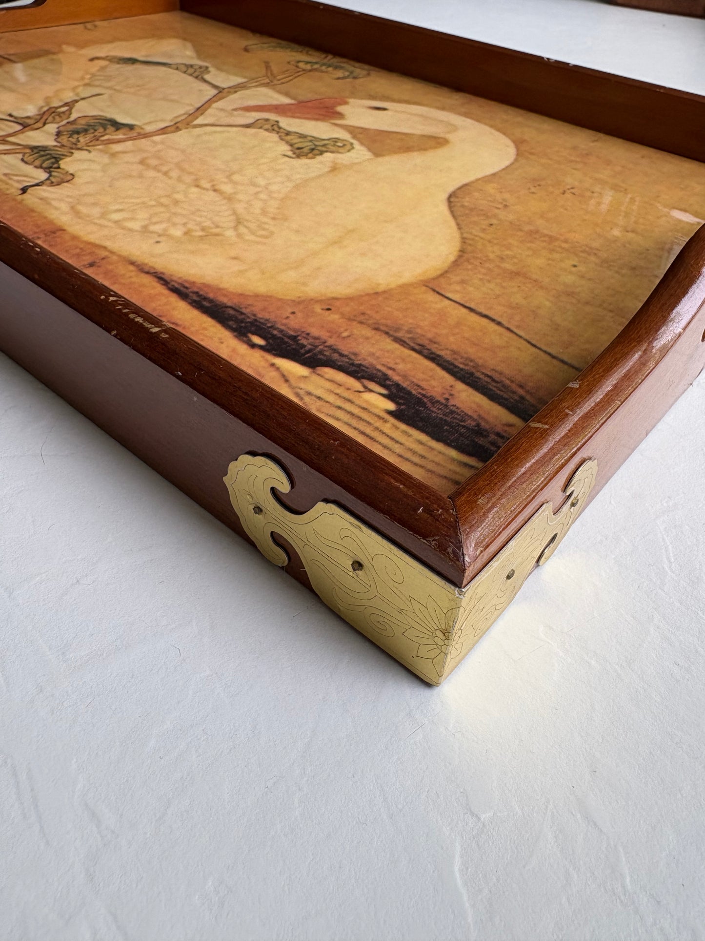 Wooden Swan Tray With Lacquer Finish