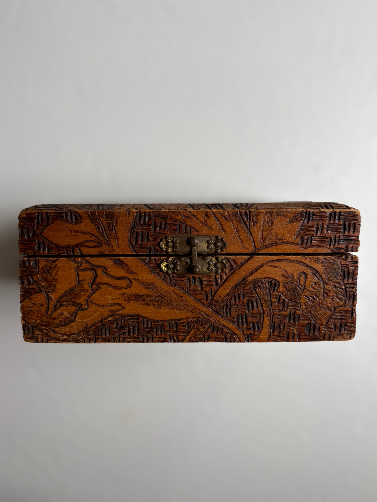 Flemish Art Floral Wood Pyrography Box