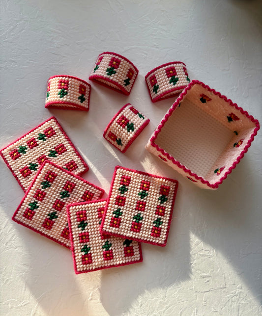 Handmade Needlepoint Coasters and Napkin Rings