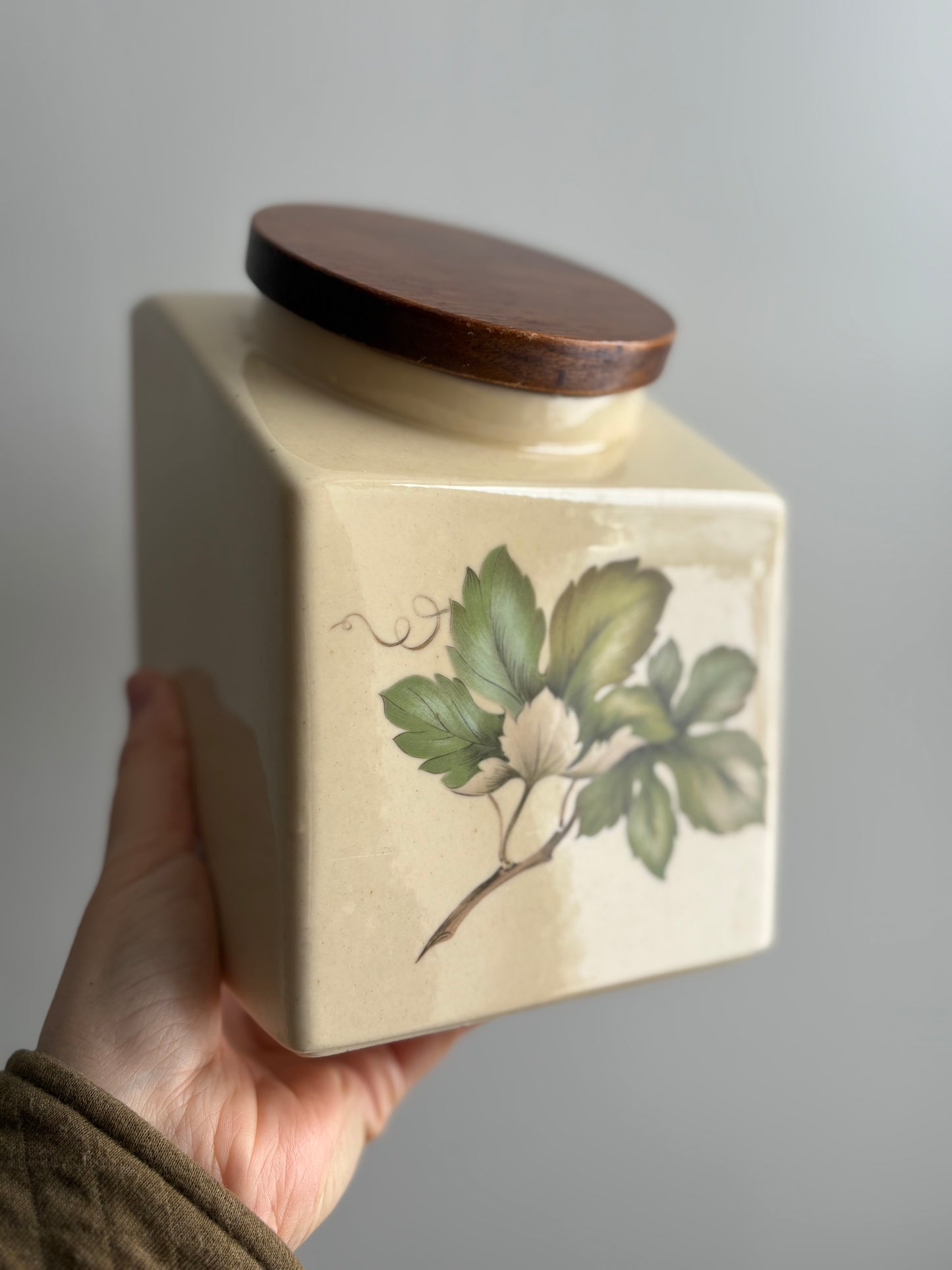 Ceramic Canister with Wooden Lid