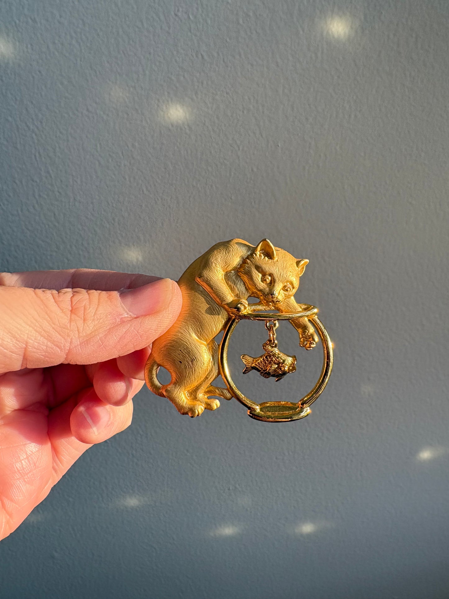 Cat and Fishbowl Brooch